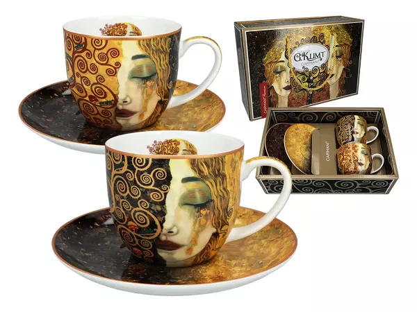 Komplet 2 filiżanek ze spodkiem 0,25 L Carmani - Gustav Klimt, Złote Łzy 33.532-7406 Komplet 2 filiżanek ze spodkiem 0,25 L Carmani - Gustav Klimt, Złote Łzy 33.532-7406