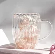 Szklanka termiczna ryflowana z podwójną ścianką 0,3 L Ecarla - Hortensja Bloom Peach 20.SZK157