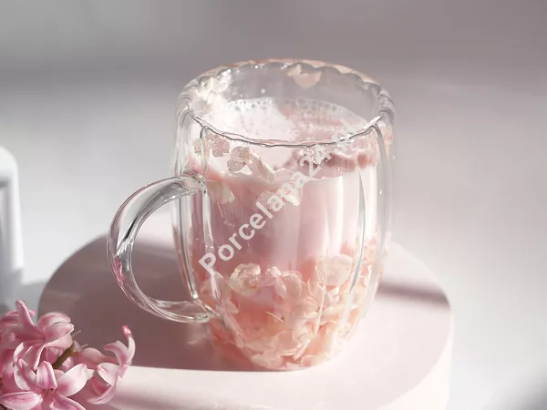 Szklanka termiczna ryflowana z podwójną ścianką 0,3 L Ecarla - Hortensja Bloom Peach 20.SZK157 Szklanka termiczna ryflowana z podwójną ścianką 0,3 L Ecarla - Hortensja Bloom Peach 20.SZK157