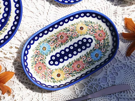 Półmisek owalny 28 cm Bolesławiec - Rajska Łąka