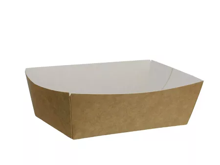 Tacka do przekąsek 14,5 x 8 x 5,5 cm - Opakowanie 25 szt.- Eco papier biały/kraft E.TDP15