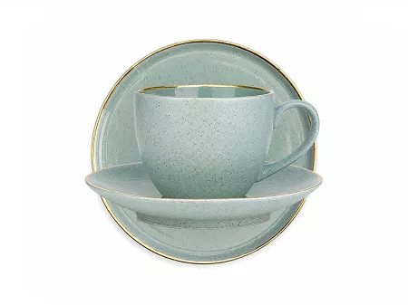 Garnitur śniadaniowy (3 el) Bogucice - Alumina Granite Mint Blue Gold 1129G