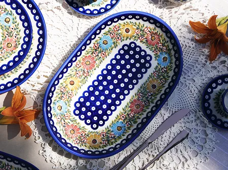 Półmisek owalny 36 cm Bolesławiec - Rajska Łąka