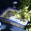 Naczynie do zapiekania 29 cm prostokątne Bolesławiec - Kwiatowy Ogród