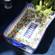 Naczynie do zapiekania 29 cm prostokątne Bolesławiec - Kwiatowy Ogród