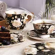 Filiżanka ze spodkiem 250 ml Duo - English Roses Black 15.ENG-B.FS25