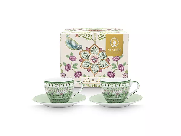 Komplet 2 filiżanek ze spodkiem 0,12 L Pip Studio - Lily & Lotus Light Green 51.L&LLG.004.203 Komplet 2 filiżanek ze spodkiem 0,12 L Pip Studio - Lily & Lotus Light Green 51.L&LLG.004.203