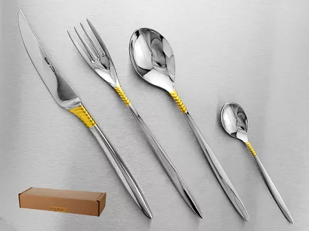 Komplet sztućców 24 cz. na 6 osób Hisar - Mamba Gold (4.0/3.0mm) złocone