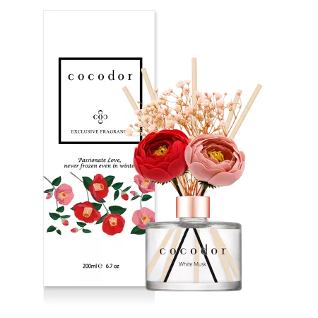 Dyfuzor zapachowy z patyczkami i prawdziwymi kwiatami 200 ml Cocodor - White Musk 30427 Dyfuzor zapachowy z patyczkami i prawdziwymi kwiatami 200 ml Cocodor - White Musk 30427