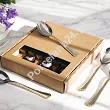 Komplet 6 łyżeczek do kawy / herbaty 18,5 cm Pintinox 1929 - Filet (2.5 mm) złocony GIFT BOX