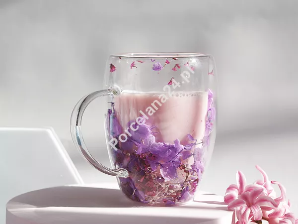 Szklanka termiczna z podwójną ścianką 0,3 L Ecarla - Hortensja Bloom Purple 20.SZK166 Szklanka termiczna z podwójną ścianką 0,3 L Ecarla - Hortensja Bloom Purple 20.SZK166