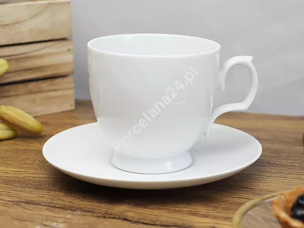 Filiżanka ze spodkiem 0,35 L / 17 cm Altom Design - MariaPaula Biała L01 Filiżanka ze spodkiem 0,35 L / 17 cm Altom Design - MariaPaula Biała L01