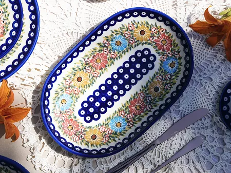 Półmisek owalny 33 cm Bolesławiec - Rajska Łąka