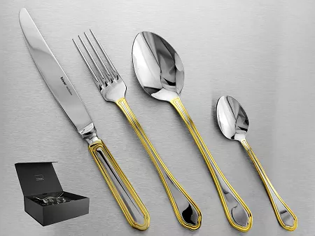 Komplet sztućców 65 cz. na 12 osób Hisar - Florence Gold (3.0/2.5 mm) złocone