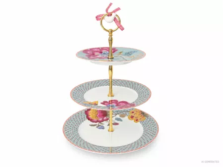 Patera 3 stopniowa Pip Studio - Blooming Tales Fantasy Blue 51.BTFB.018.183