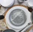 Komplet talerzy na 6 osób (18 el) Lubiana - Hanami Klasyczna Biel / Kamienna Szarość