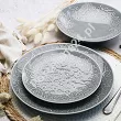Komplet talerzy na 6 osób (18 el) Lubiana - Hanami Klasyczna Biel / Kamienna Szarość