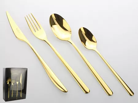 Komplet sztućców 24 cz. na 6 osób PINTINOX - Florence Gold - pudełko 23.26LO.7091.K24