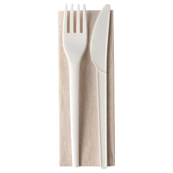 Komplet sztućców biodegradowalnych z CPLA 16,5 cm (3 el.) - Recycle Double EM.CPLA.K3
